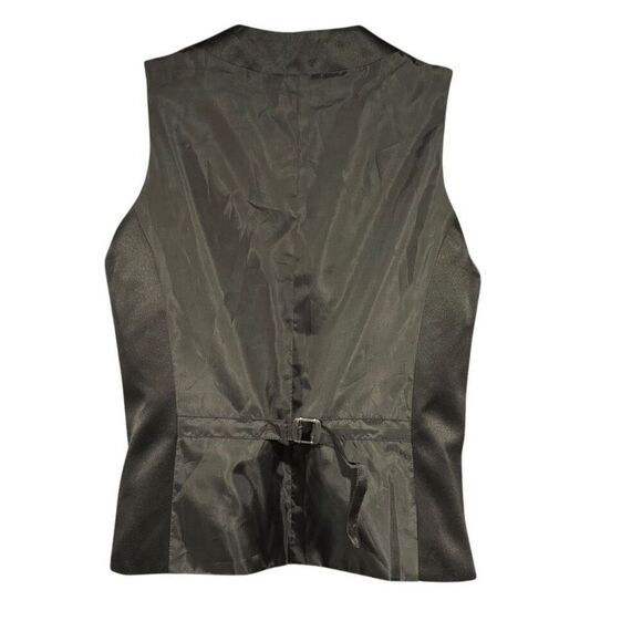 JF J. Ferrar Black 5 Button Satin Tuxedo Suit Dress Vest Slim Fit Men’s Small - Picture 2 of 4